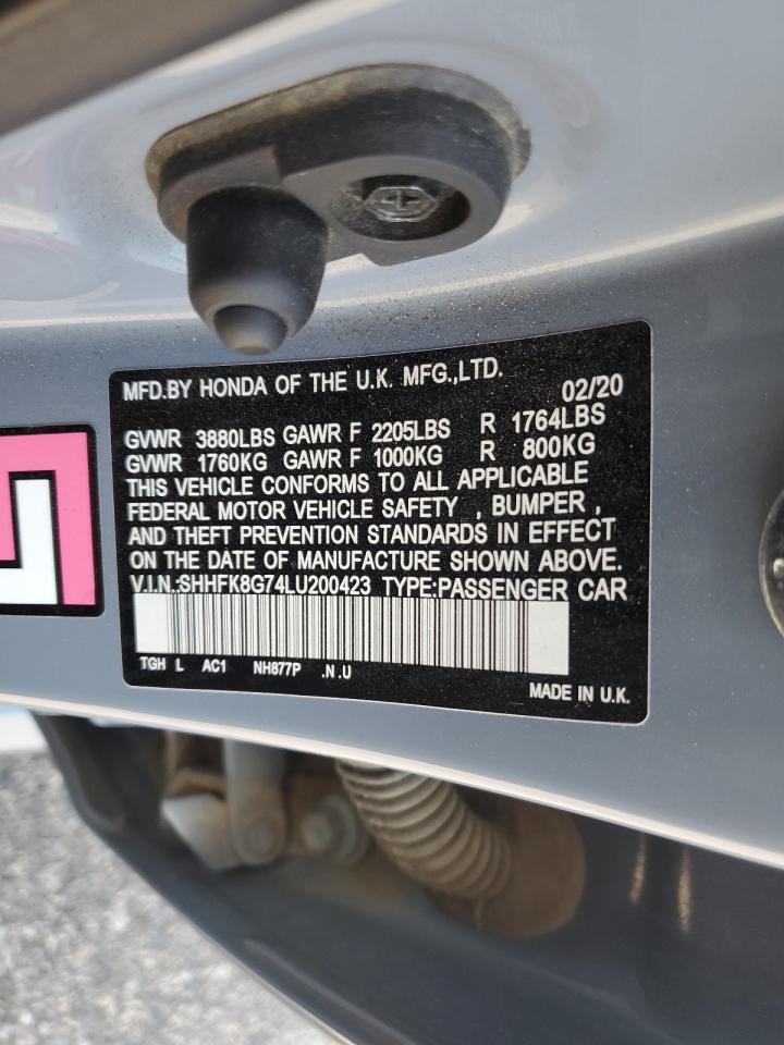 2020 Honda Civic Type-R Touring VIN: SHHFK8G74LU200423 Lot: 84695545