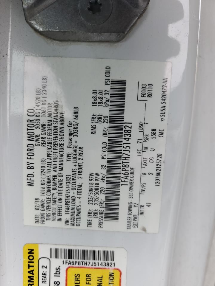 2018 Ford Mustang VIN: 1FA6P8TH7J5143821 Lot: 81636715