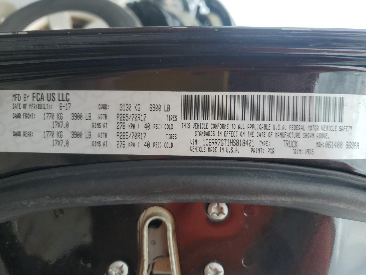 2017 Ram 1500 Slt VIN: 1C6RR7GT1HS818401 Lot: 84248405