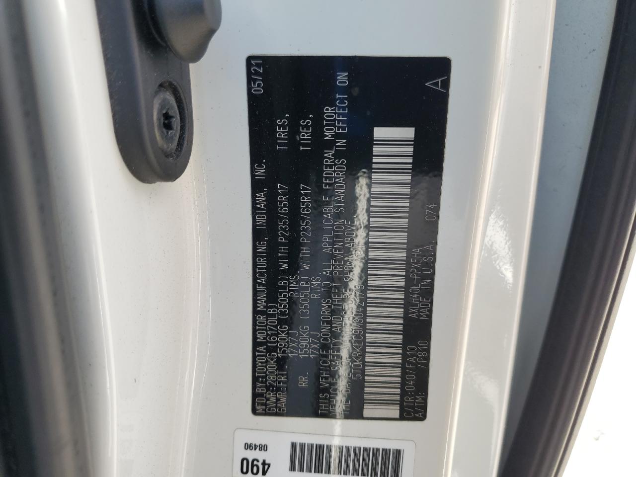 2021 Toyota Sienna Le VIN: 5TDKRKEC9MS042179 Lot: 71556915