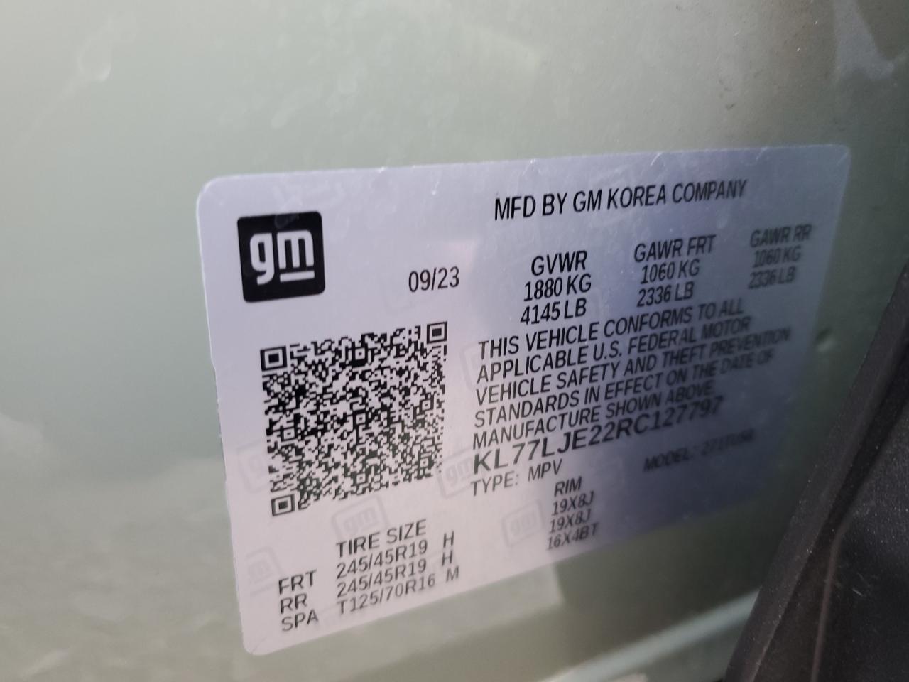 2024 Chevrolet Trax 2Rs VIN: KL77LJE22RC127797 Lot: 82026935