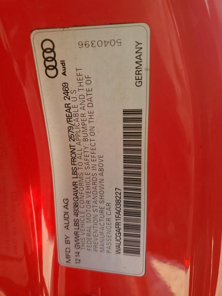 2015 Audi S5 Premium Plus VIN: WAUCGAFR1FA038227 Lot: 80648225