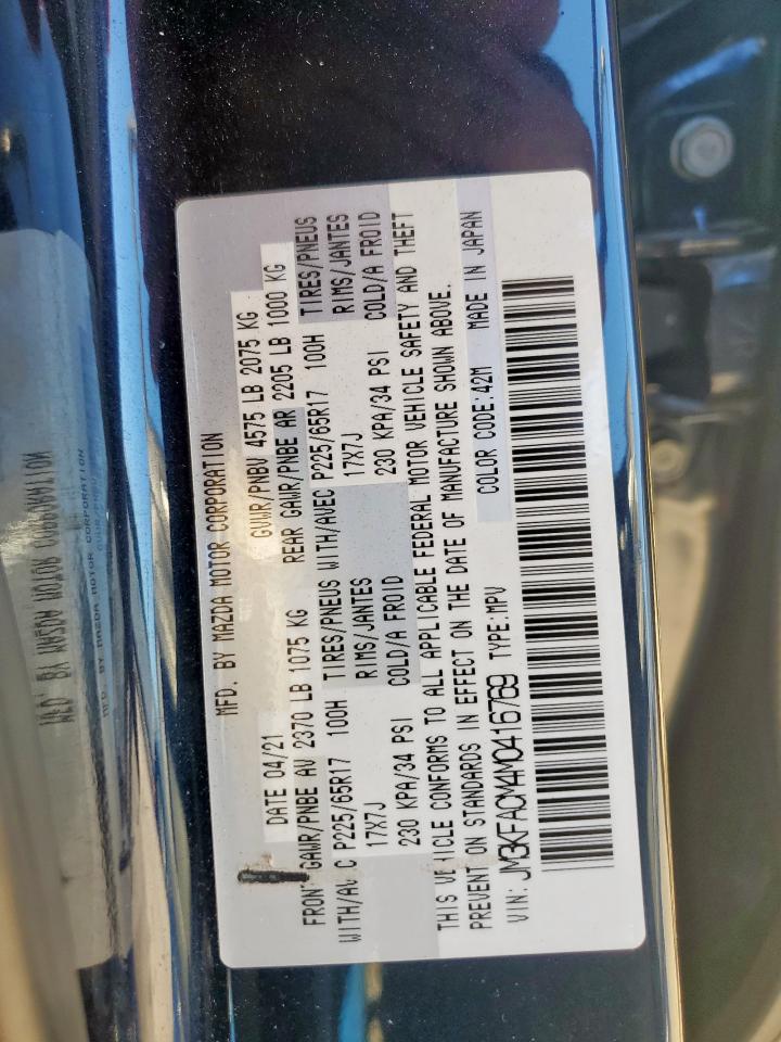 2021 Mazda Cx-5 Touring VIN: JM3KFACM4M0416769 Lot: 70898395