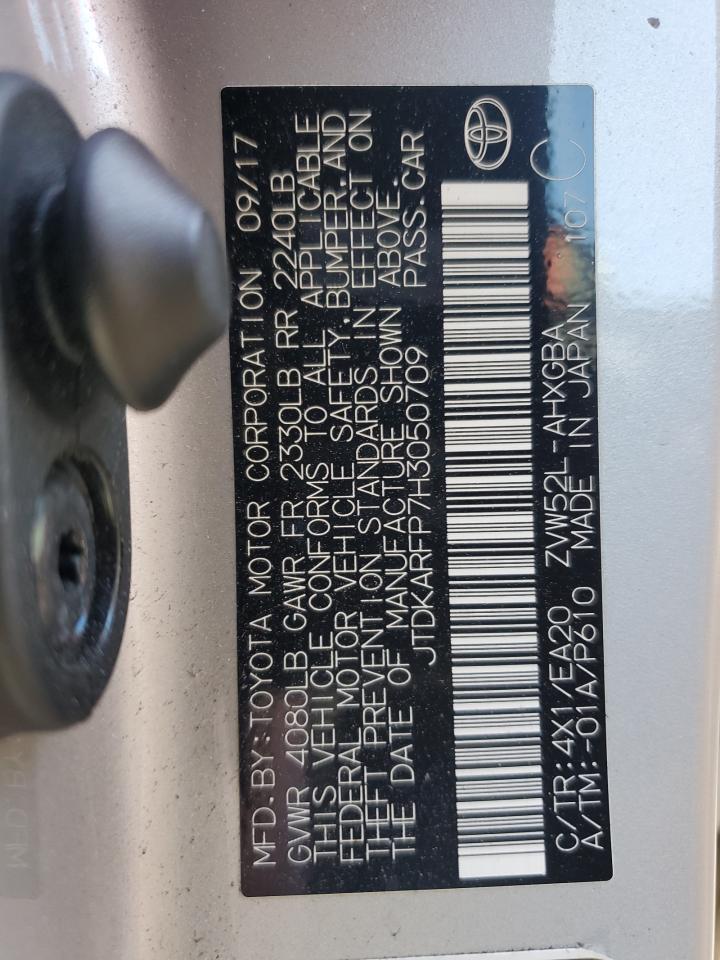 2017 Toyota Prius Prime VIN: JTDKARFP7H3050709 Lot: 71989855