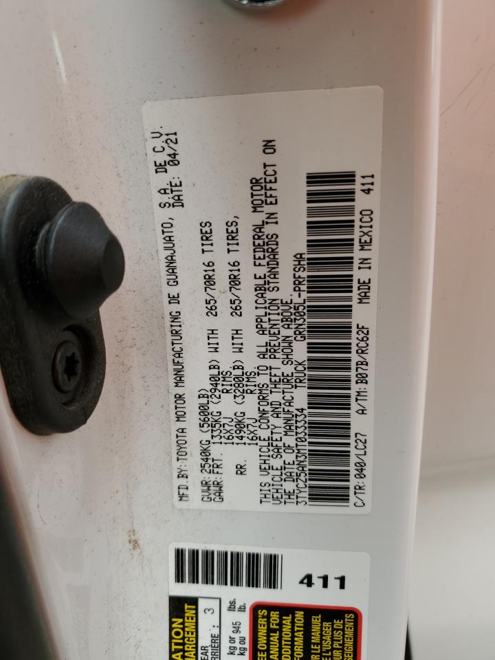 2021 Toyota Tacoma Double Cab VIN: 3TYCZ5AN3MT033334 Lot: 80211175