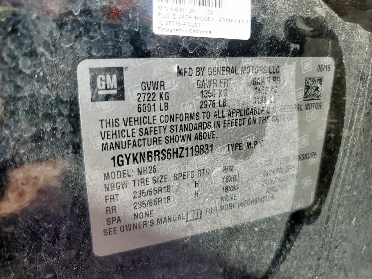 2017 Cadillac Xt5 Luxury VIN: 1GYKNBRS6HZ119831 Lot: 80775815