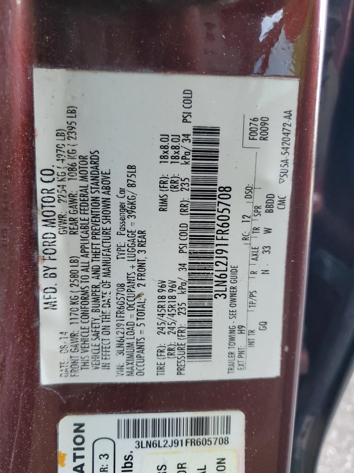 2015 Lincoln Mkz VIN: 3LN6L2J91FR605708 Lot: 80371075