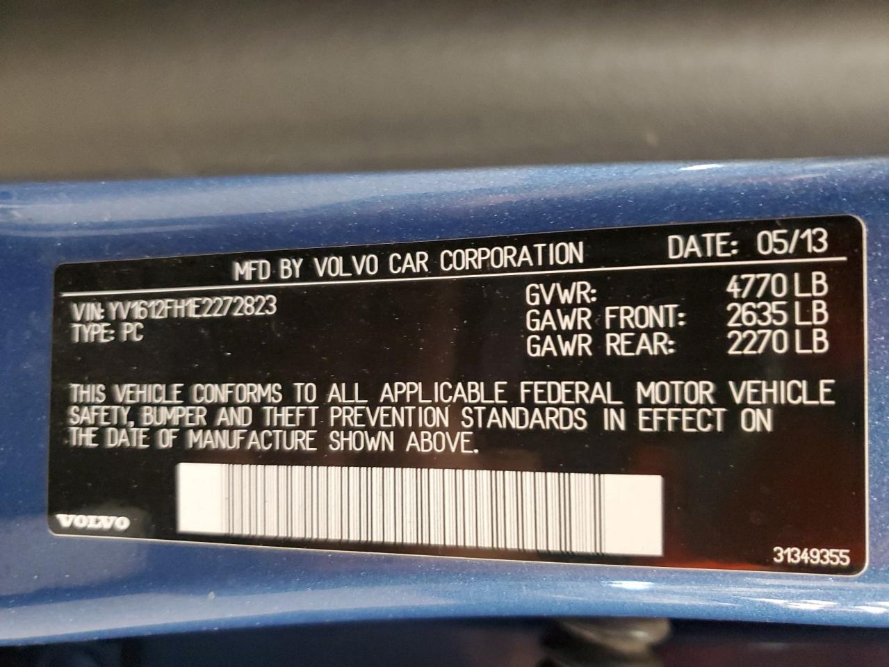 2014 Volvo S60 T5 VIN: YV1612FH1E2272823 Lot: 83863665