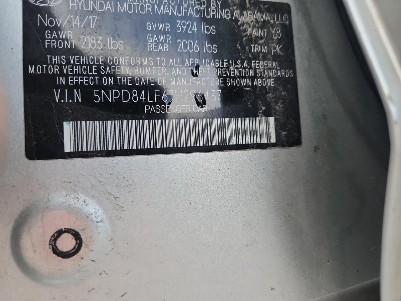 2018 Hyundai Elantra Sel VIN: 5NPD84LF6JH296437 Lot: 82075735