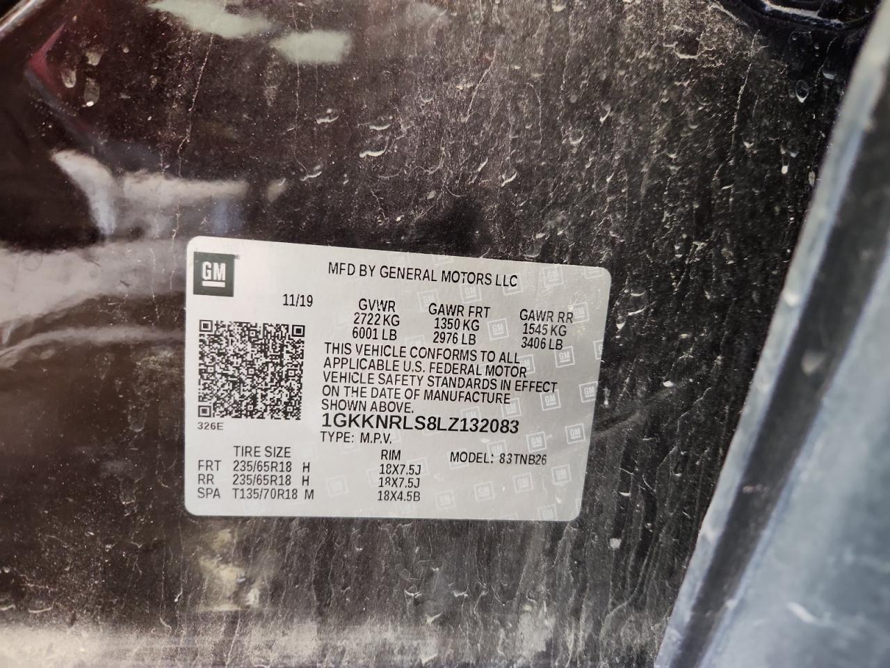 2020 GMC Acadia Sle VIN: 1GKKNRLS8LZ132083 Lot: 71919715