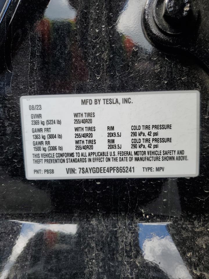 2023 Tesla Model Y VIN: 7SAYGDEE4PF865241 Lot: 70080845