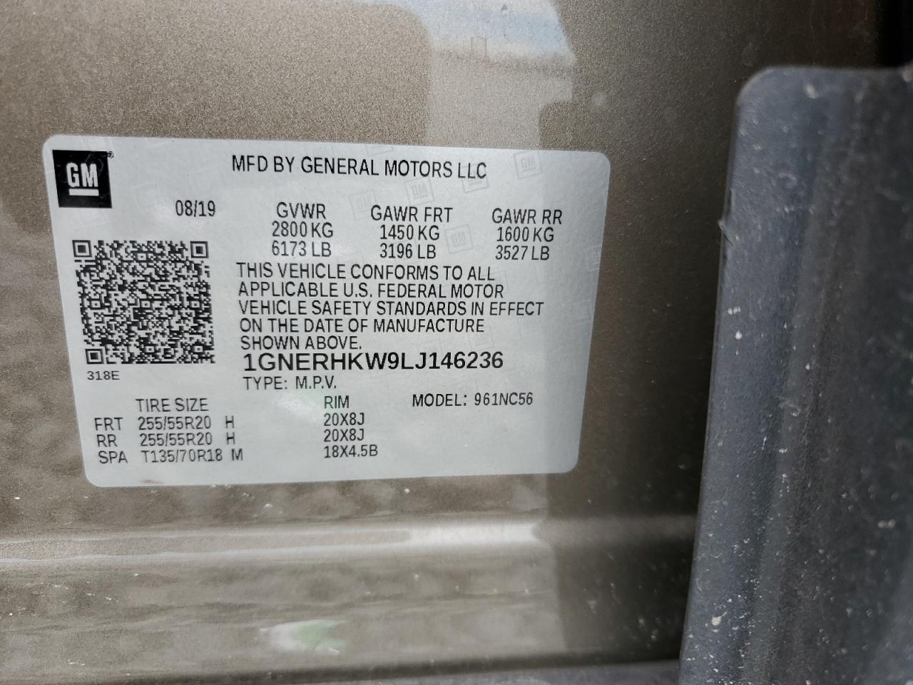 2020 Chevrolet Traverse Lt VIN: 1GNERHKW9LJ146236 Lot: 71595675