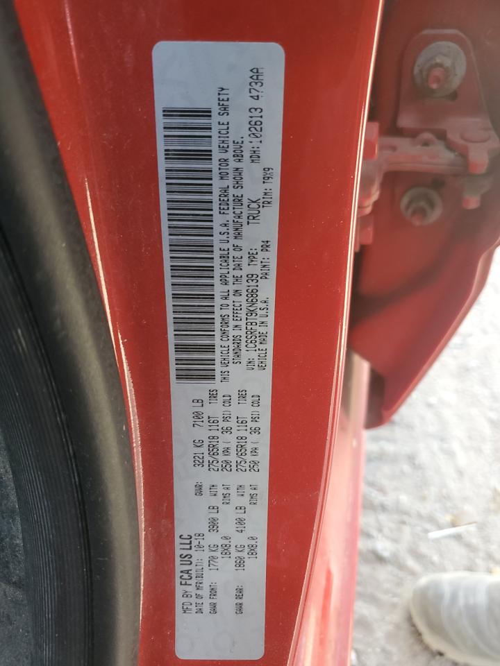 2019 Ram 1500 Big Horn/Lone Star VIN: 1C6SRFBT9KN686139 Lot: 80253165