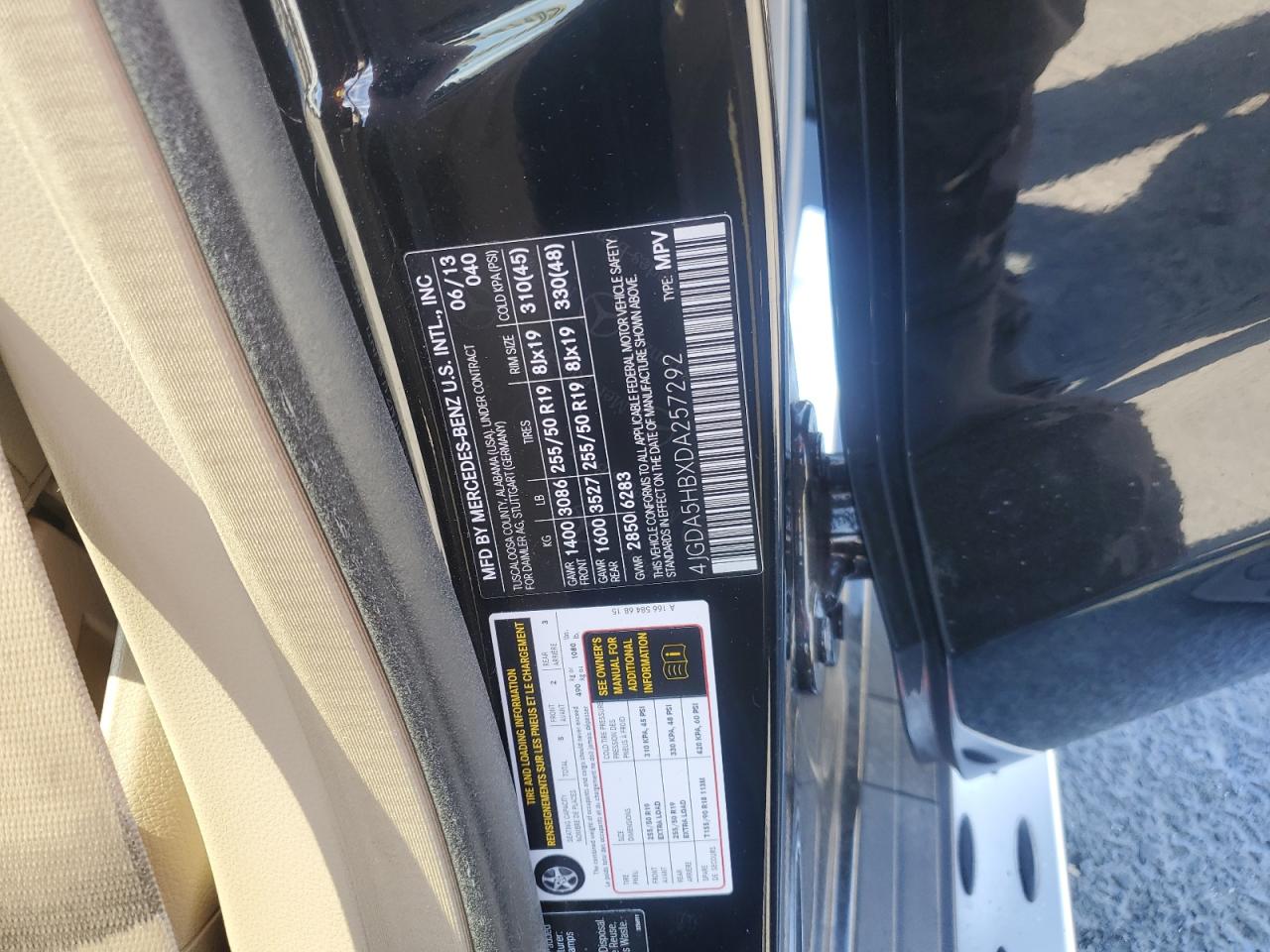 2013 Mercedes-Benz Ml 350 4Matic VIN: 4JGDA5HBXDA257292 Lot: 71471035