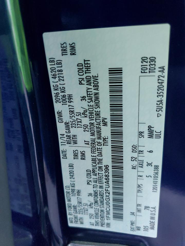 2015 Ford Escape Se VIN: 1FMCU0GX2FUA68396 Lot: 84179165