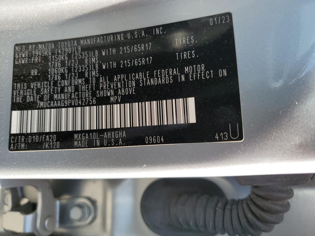 2023 Toyota Corolla Cross Le VIN: 7MUCAAAG9PV042756 Lot: 81015345