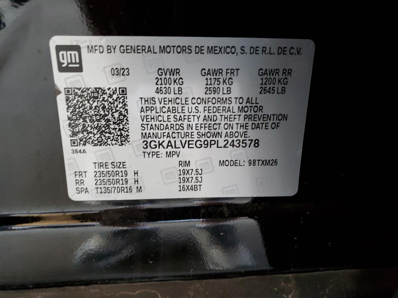 2023 GMC Terrain Slt VIN: 3GKALVEG9PL243578 Lot: 80838825