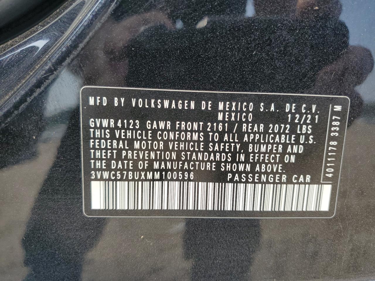 2021 Volkswagen Jetta S VIN: 3VWC57BUXMM100596 Lot: 80748035