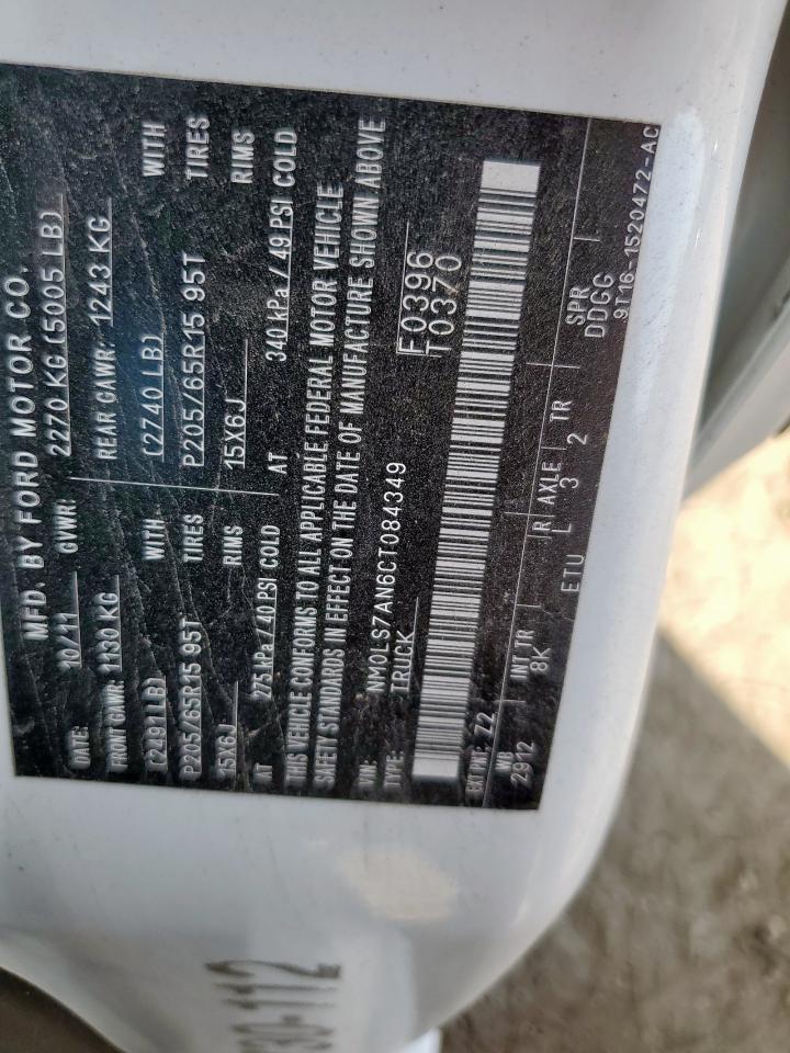 2012 Ford Transit Connect Xl VIN: NM0LS7AN6CT084349 Lot: 83976665