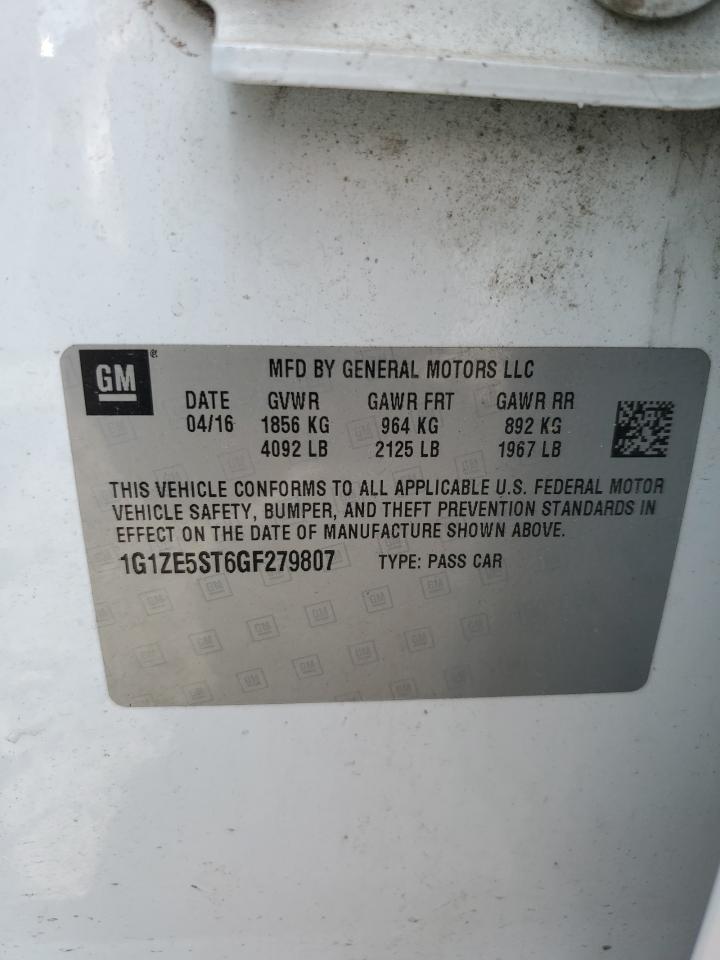 2016 Chevrolet Malibu Lt VIN: 1G1ZE5ST6GF279807 Lot: 80736275