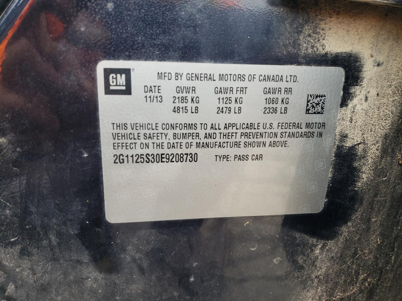 2014 Chevrolet Impala Lt VIN: 2G1125S30E9208730 Lot: 71365775