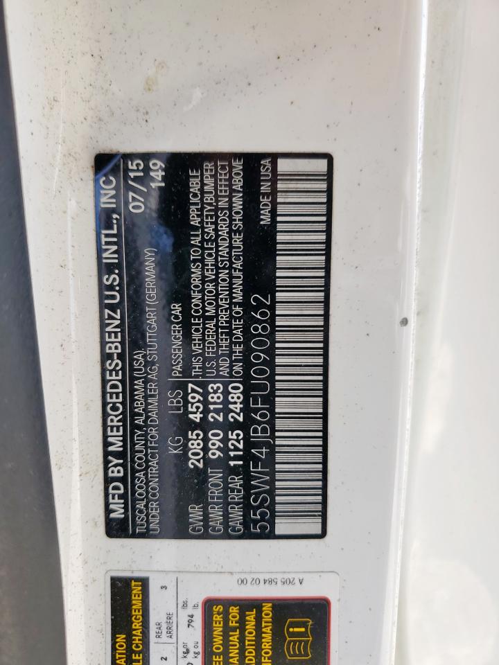 2015 Mercedes-Benz C 300 VIN: 55SWF4JB6FU090862 Lot: 84070235