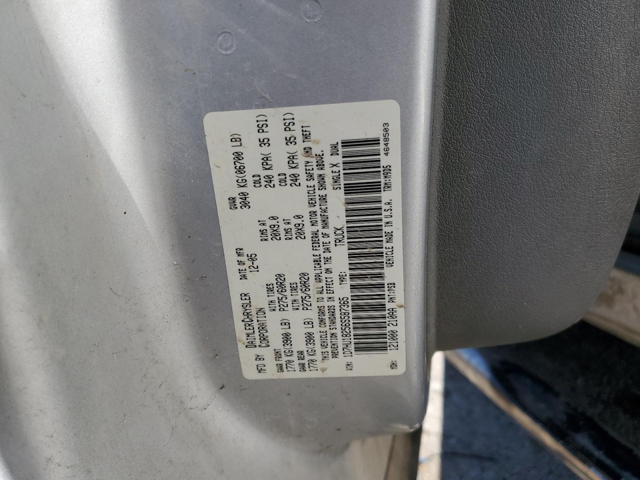 2006 Dodge Ram 1500 St VIN: 1D7HU18256S587365 Lot: 81707815