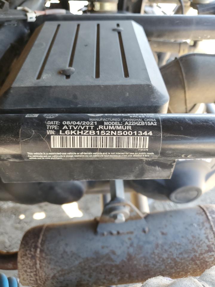 2022 Polaris Ranger 150 Efi VIN: L6KHZB152NS001344 Lot: 81138175