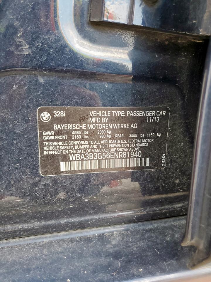 2014 BMW 328 Xi VIN: WBA3B3G56ENR81940 Lot: 71328245