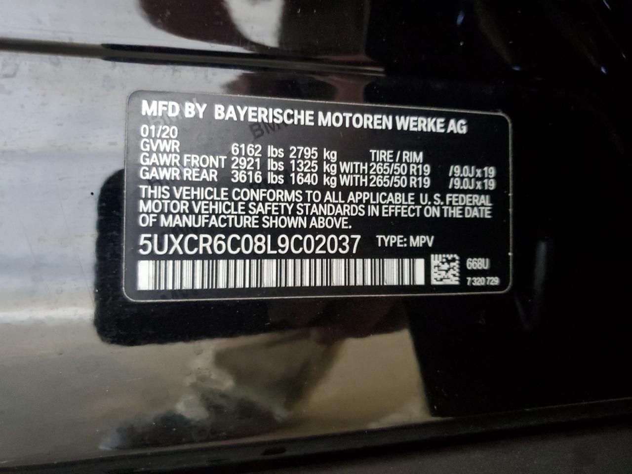 2020 BMW X5 xDrive40I VIN: 5UXCR6C08L9C02037 Lot: 71218675