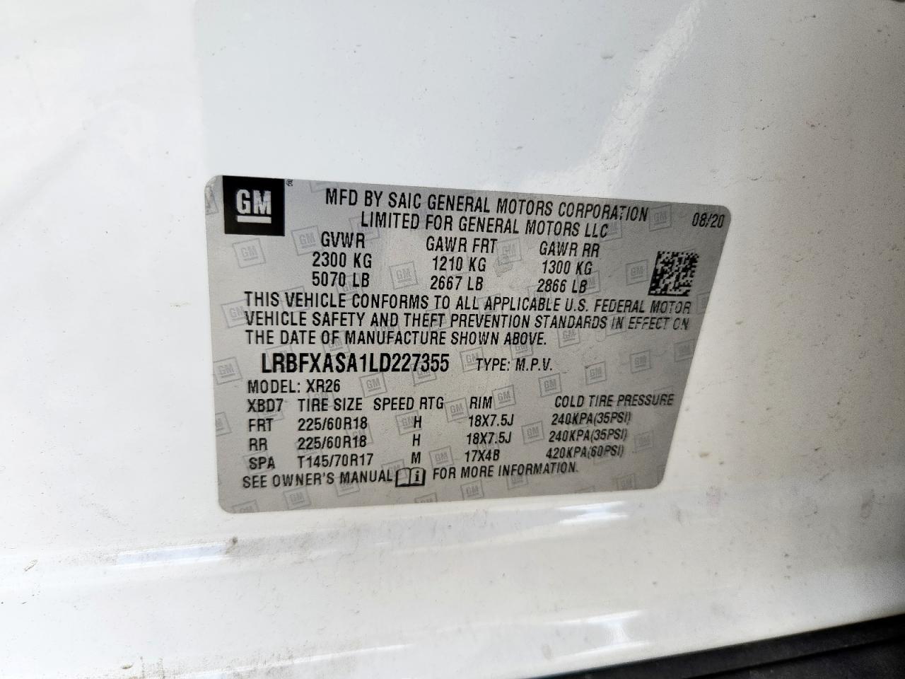 2020 Buick Envision VIN: LRBFXASA1LD227355 Lot: 83763085