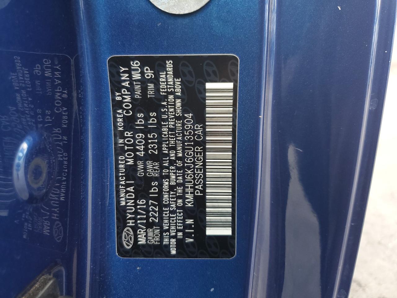 2016 Hyundai Genesis Coupe 3.8 R-Spec VIN: KMHHU6KJ6GU135904 Lot: 84193135