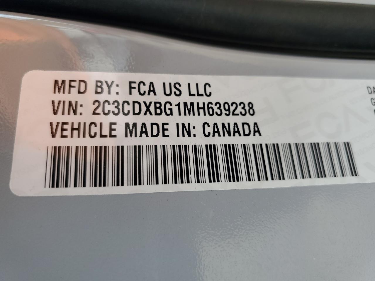 2021 Dodge Charger VIN: 2C3CDXBG1MH639238 Lot: 81704285