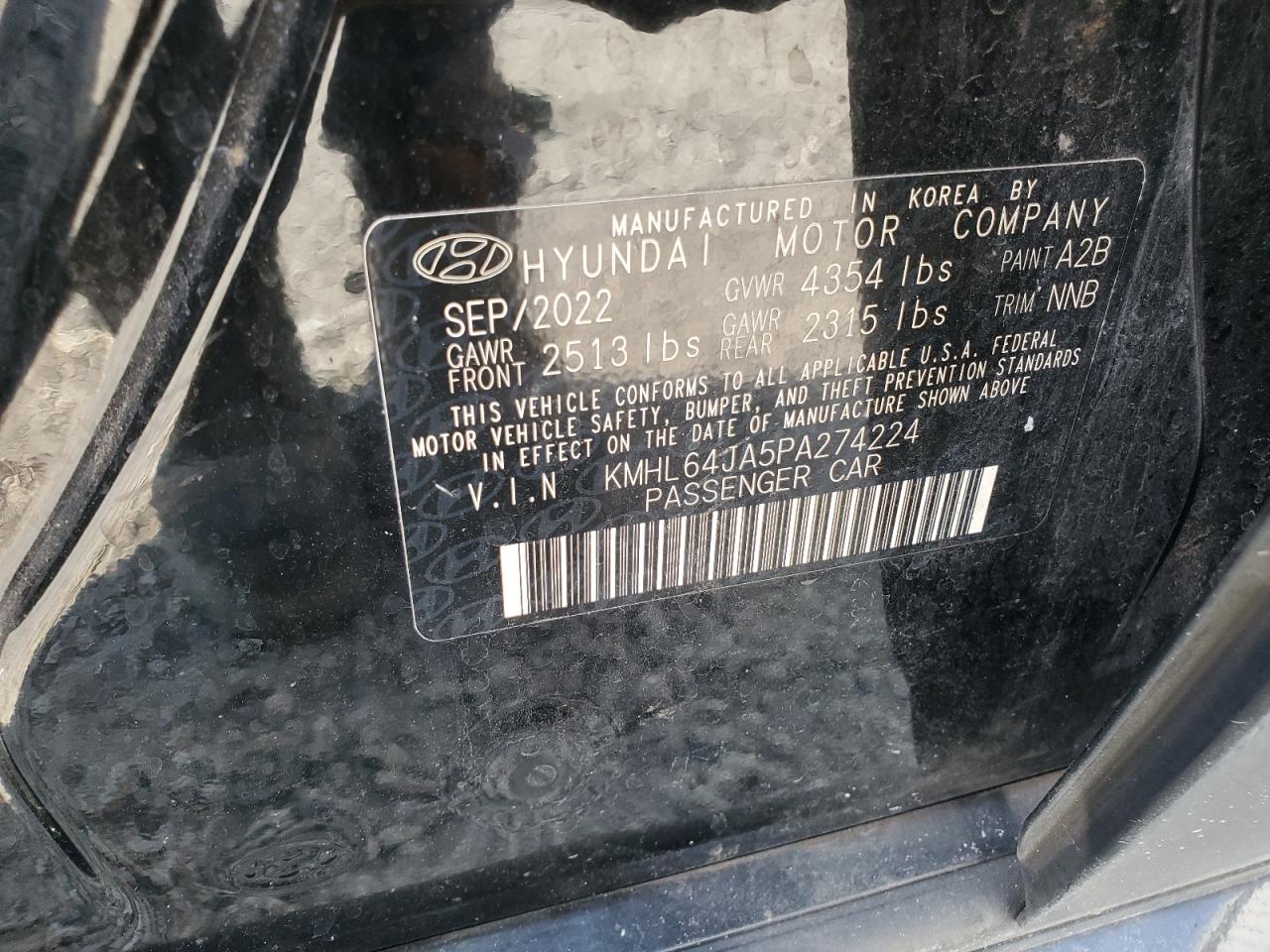 2023 Hyundai Sonata Sel VIN: KMHL64JA5PA274224 Lot: 71794695