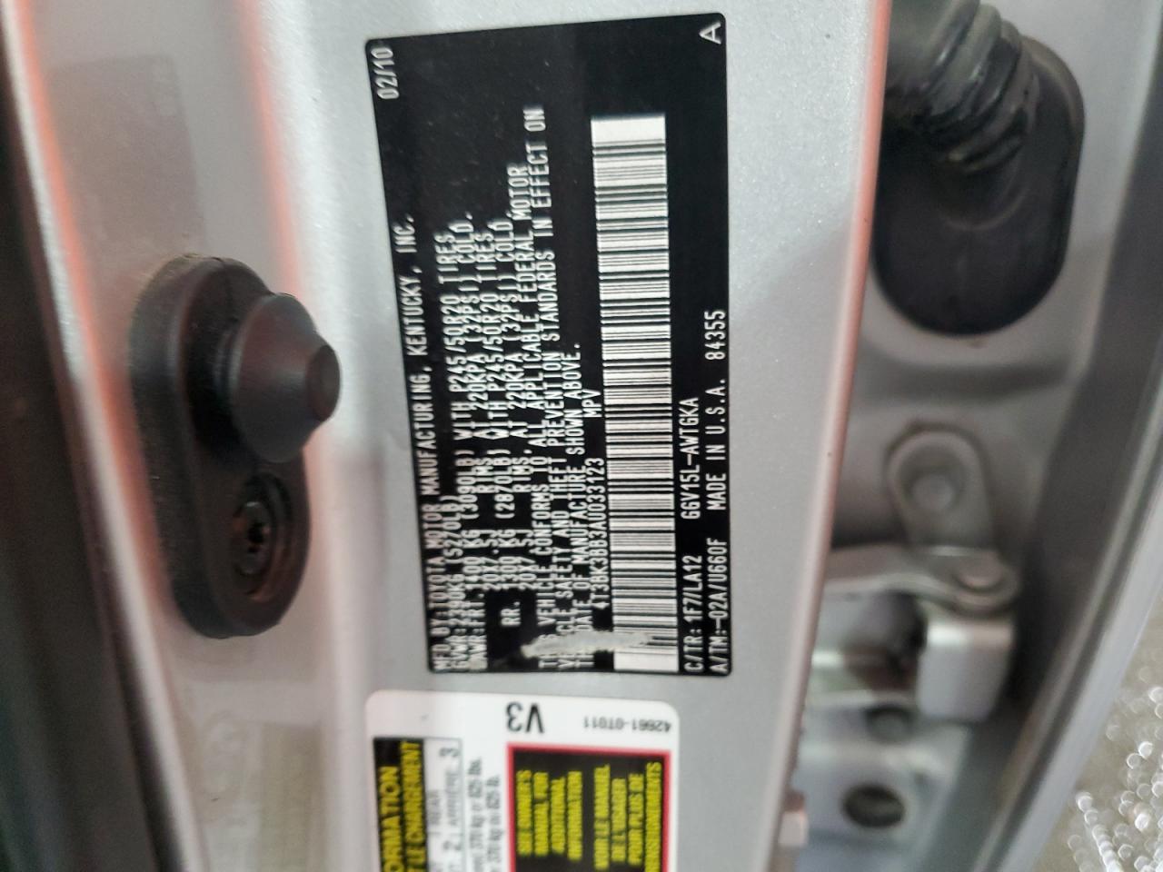 2010 Toyota Venza VIN: 4T3BK3BB3AU033123 Lot: 81156115