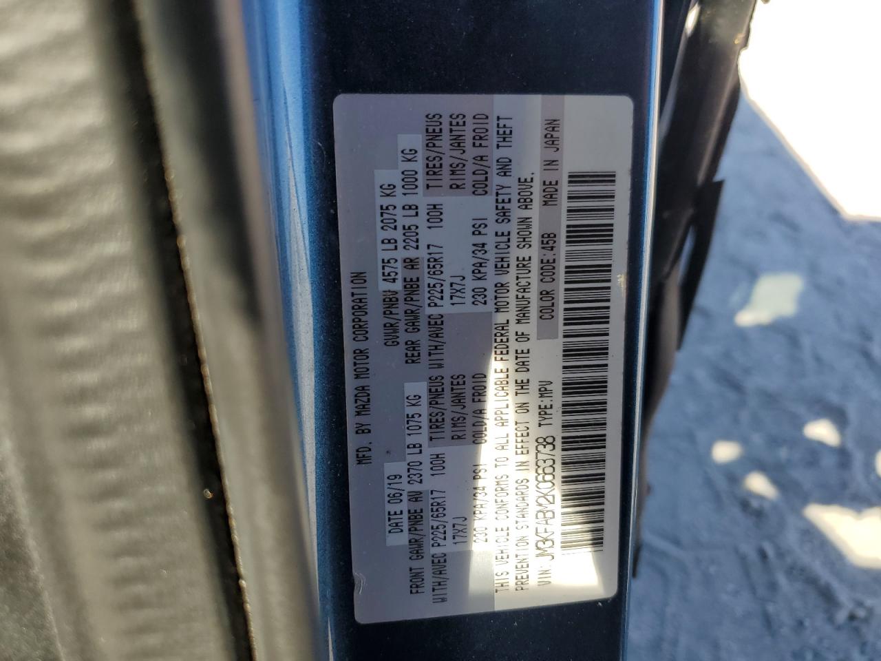 2019 Mazda Cx-5 Sport VIN: JM3KFABM2K0663738 Lot: 71984755