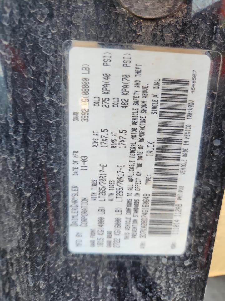 2004 Dodge Ram 2500 St VIN: 3D7KA28D74G160649 Lot: 70905455