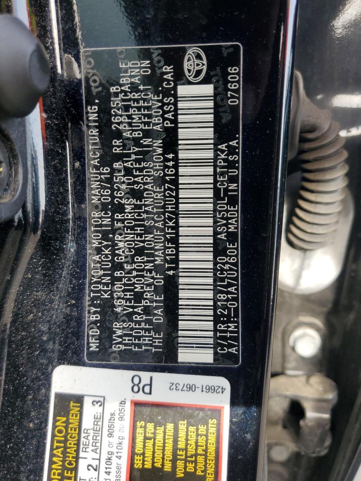 2017 Toyota Camry Le VIN: 4T1BF1FK7HU271644 Lot: 81910095