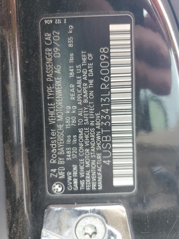 2003 BMW Z4 2.5 VIN: 4USBT33413LR60098 Lot: 71809645