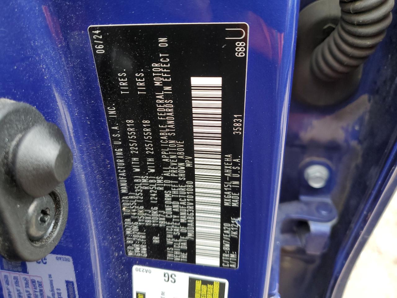 2024 Toyota Corolla Cross Xle VIN: 7MUDAABG3RV101080 Lot: 80436365