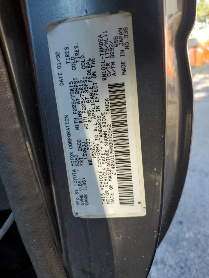 1992 Toyota Pickup 1/2 Ton Short Wheelbase Dlx VIN: JT4RN01P6N0036982 Lot: 83787765