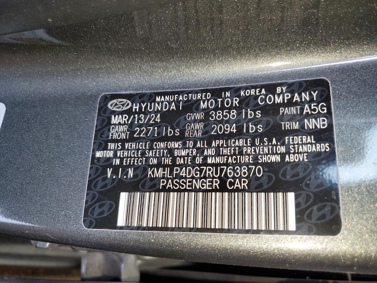 2024 Hyundai Elantra Limited VIN: KMHLP4DG7RU763870 Lot: 80475785