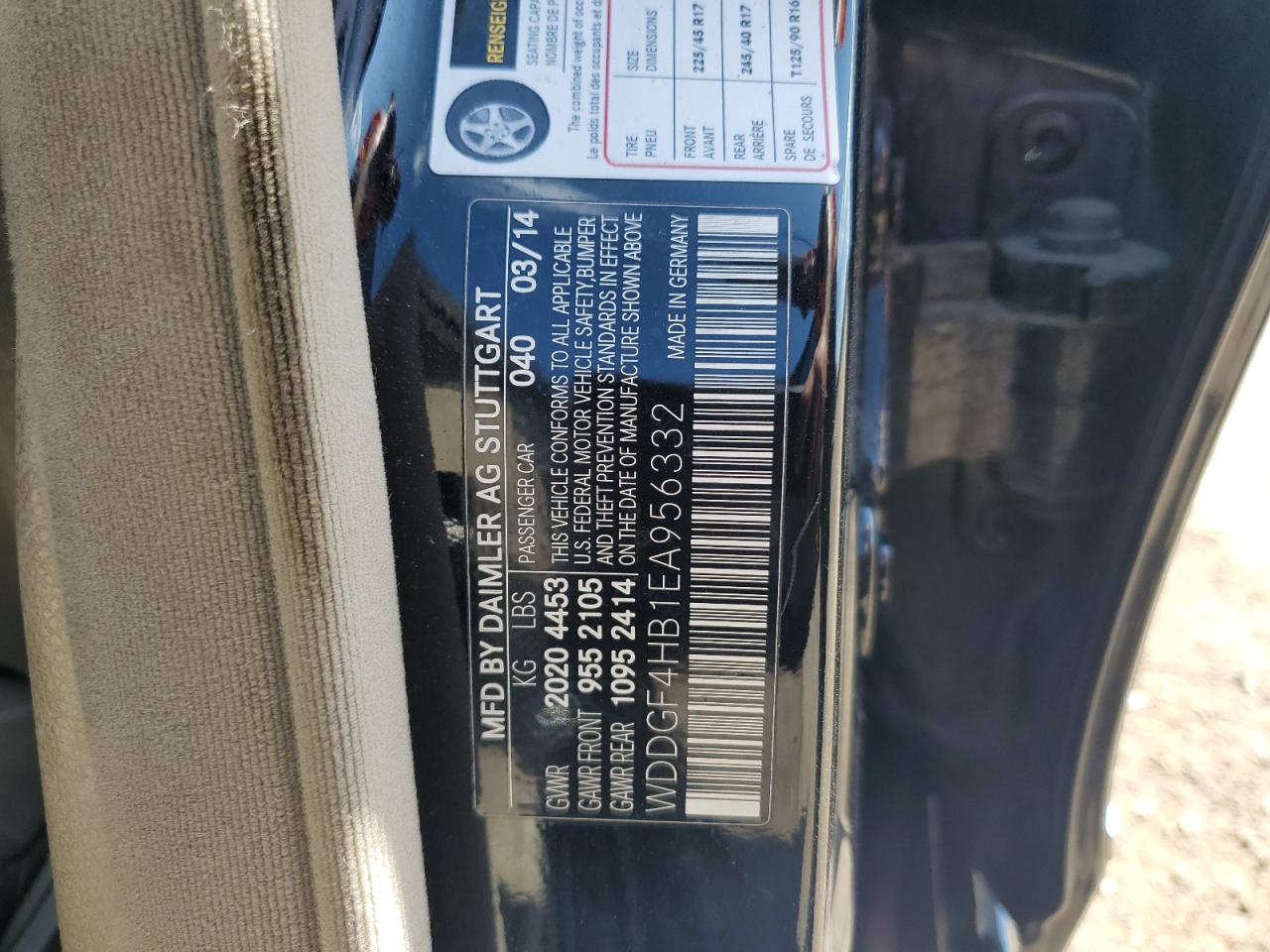 2014 Mercedes-Benz C 250 VIN: WDDGF4HB1EA956332 Lot: 71427805