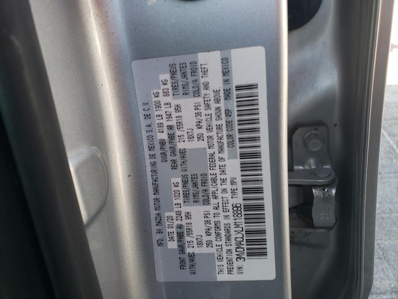 2020 Mazda Cx-30 Select VIN: 3MVDMACLXLM118896 Lot: 81891235