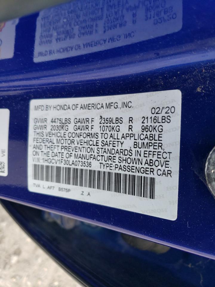 2020 Honda Accord Sport VIN: 1HGCV1F30LA073536 Lot: 84371135