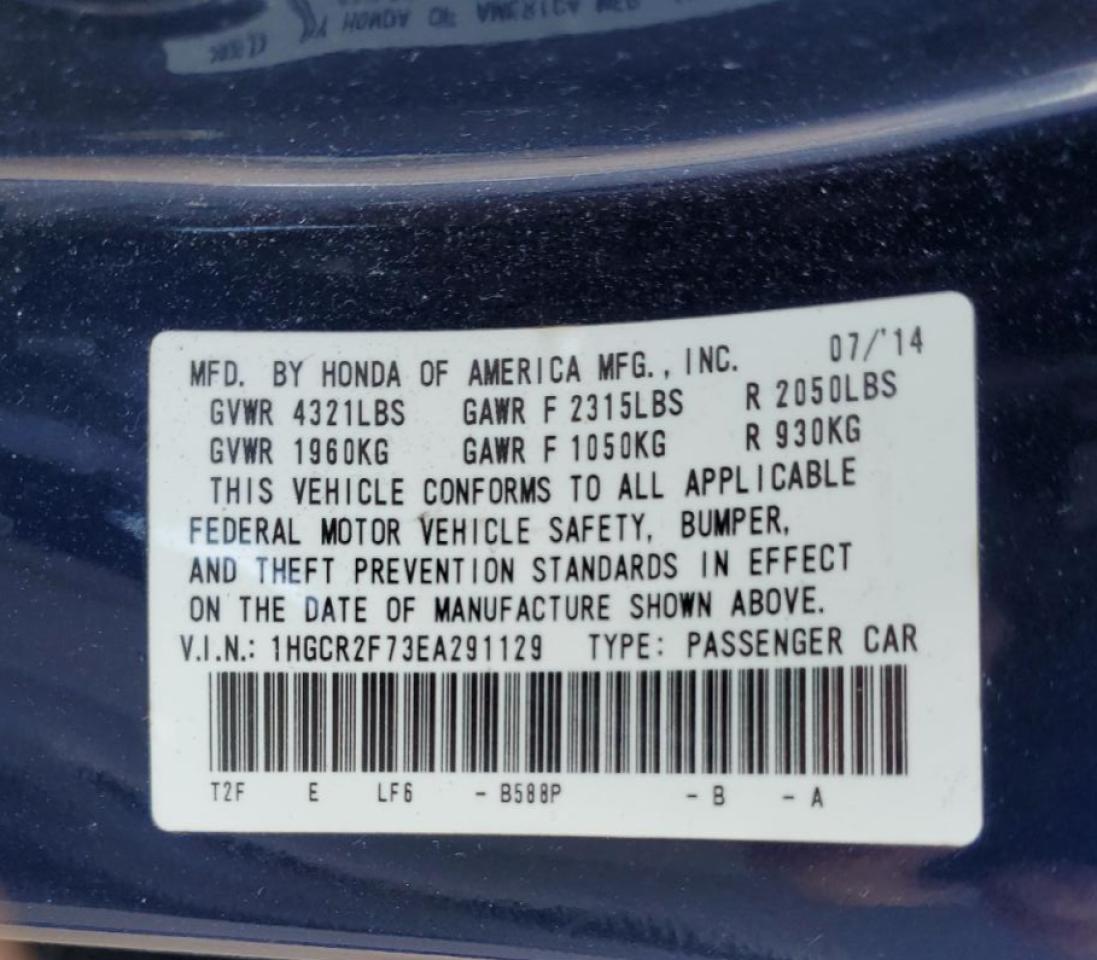 2014 Honda Accord Ex VIN: 1HGCR2F73EA291129 Lot: 84365865