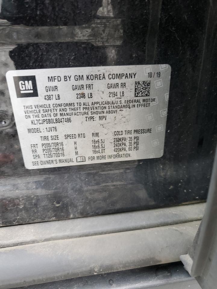 2020 Chevrolet Trax 1Lt VIN: KL7CJPSB0LB047486 Lot: 81243945