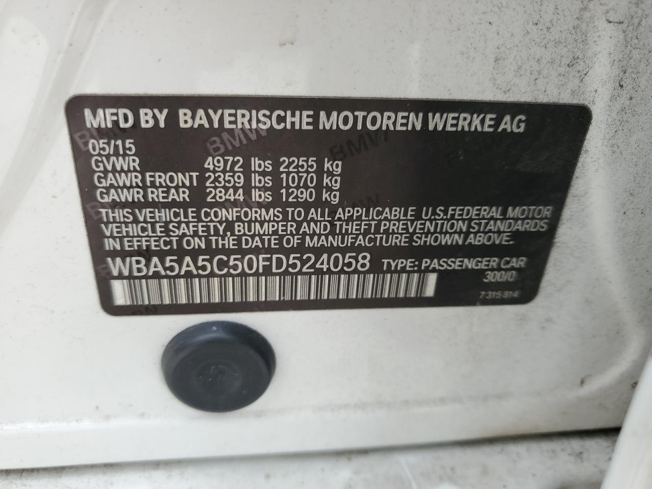 2015 BMW 528 I VIN: WBA5A5C50FD524058 Lot: 81247655