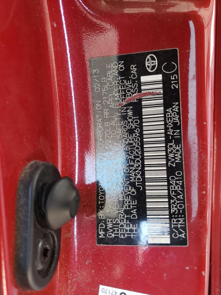 2013 Toyota Prius VIN: JTDKN3DU2D5596701 Lot: 85199345