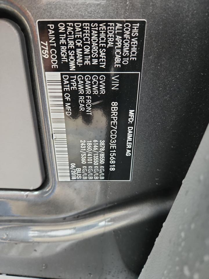 2018 Mercedes-Benz Sprinter 2500 VIN: 8BRPE7CD3JE156818 Lot: 83919475